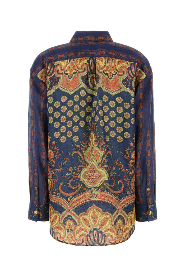 Printed Linen Shirt Indacomulticolor Exterior: Camicie