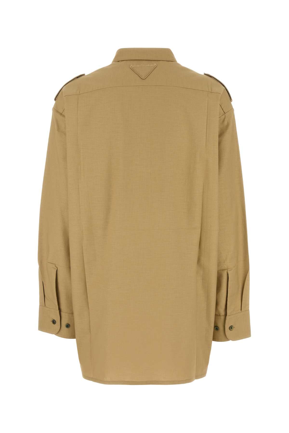 Camel Cotton Oversize Shirt Kaki Co-trochusniloticus Camicie