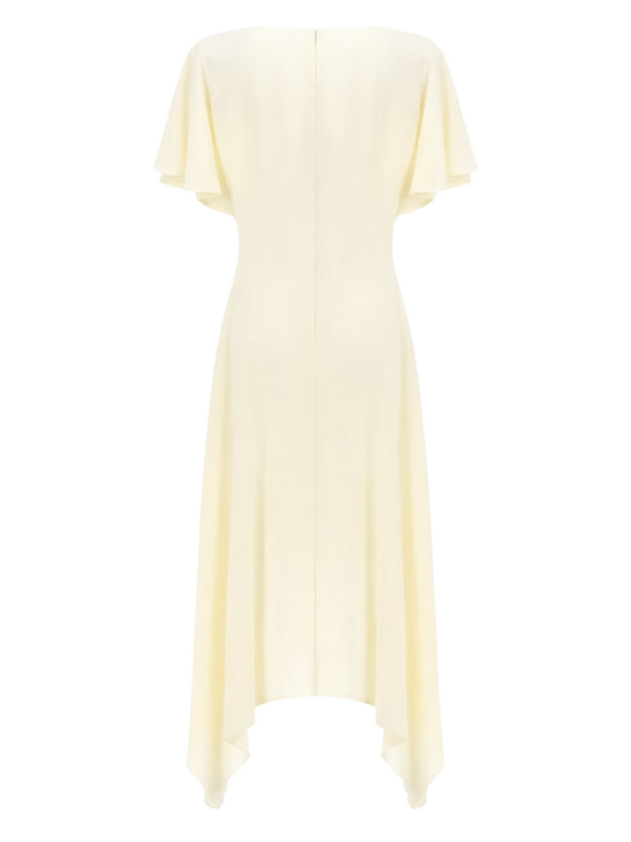 V-Neck Midi Dress White Acetate Viscose