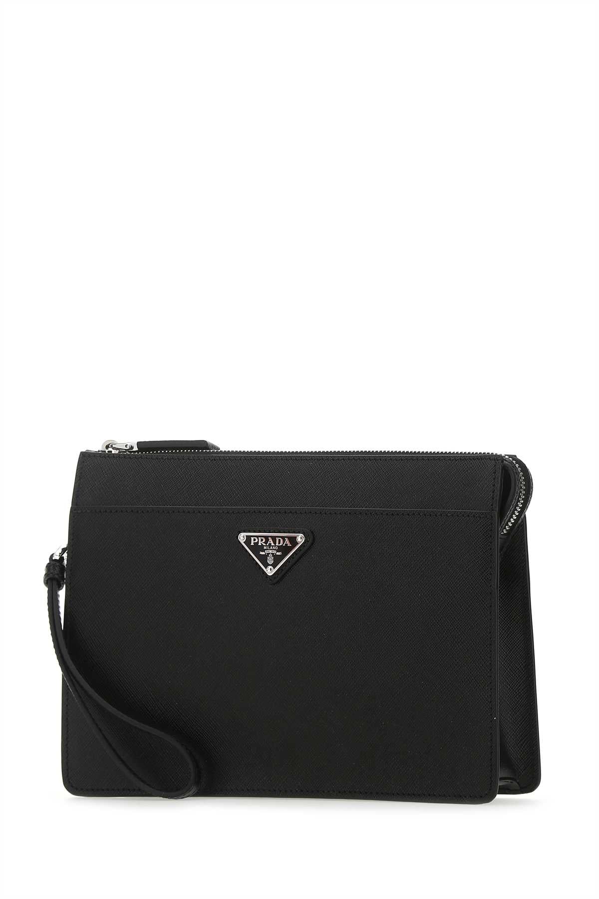 Black Leather Clutch Nero Vitello