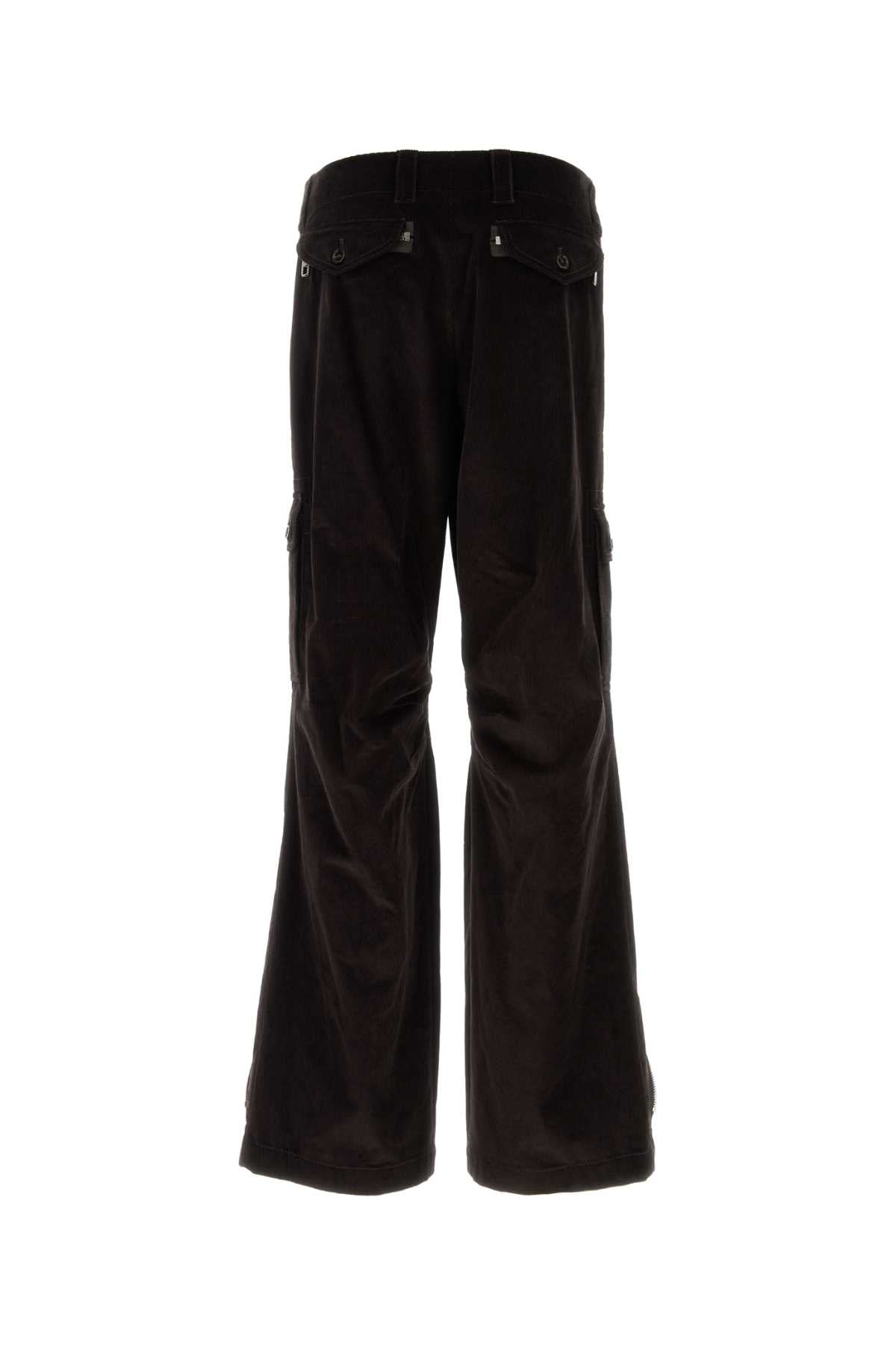 Dark Brown Corduroy Cargo Pant Ebano Exterior: Cotton Pantaloni