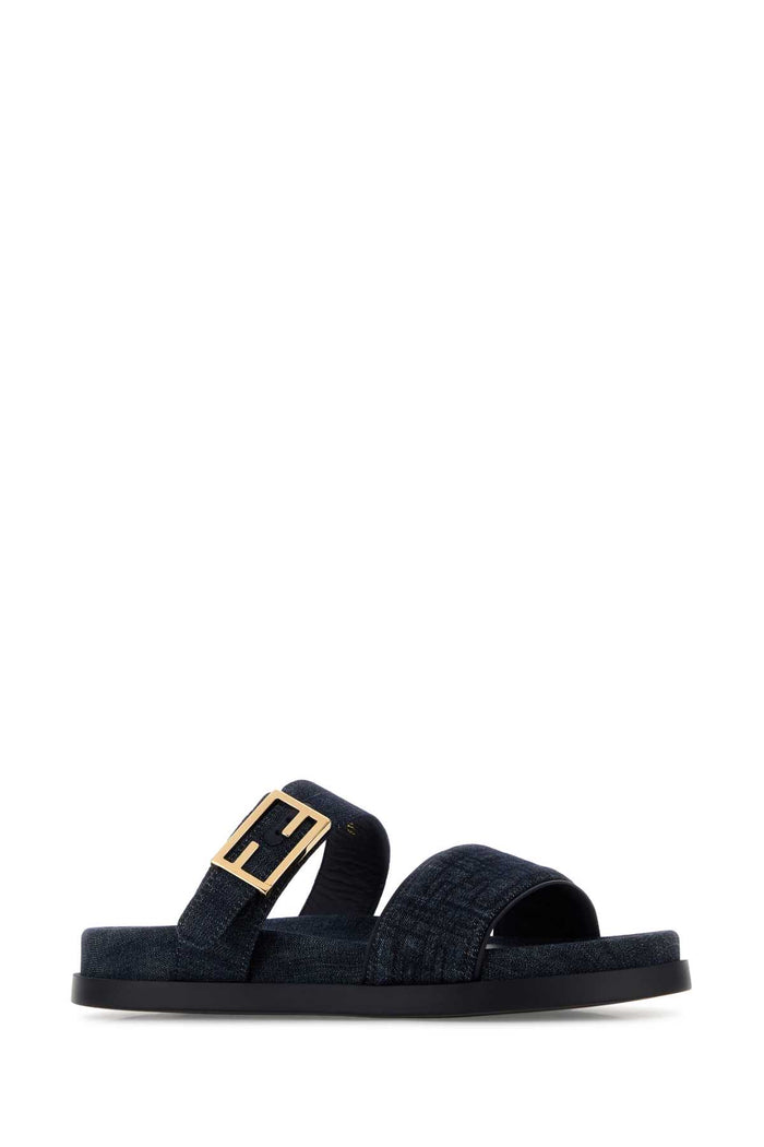 Denim Fendi Feel Slippers Blu Scuro+blu Scuro