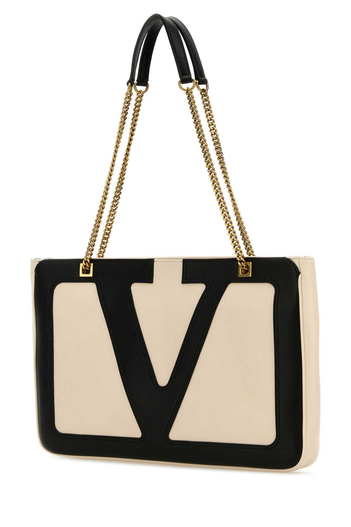 Sand Leather Medium Viva Superstar Shopping Bag Butterwhitenero Borse A Mano