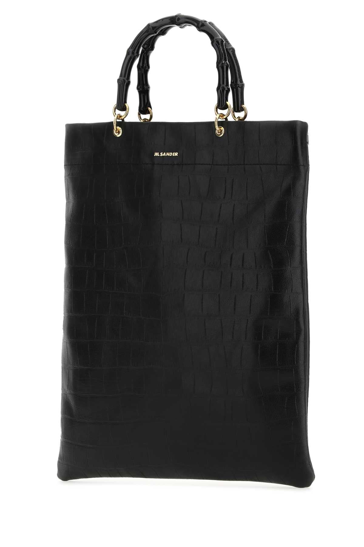 Black Leather Medium Shopping Bag 001 Borse A Mano