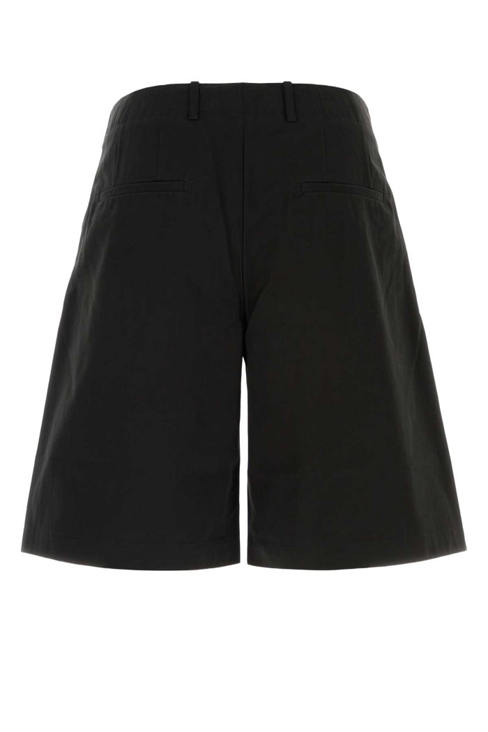 Black Cotton Bermuda Shorts Studio Micro Canvas Exterior