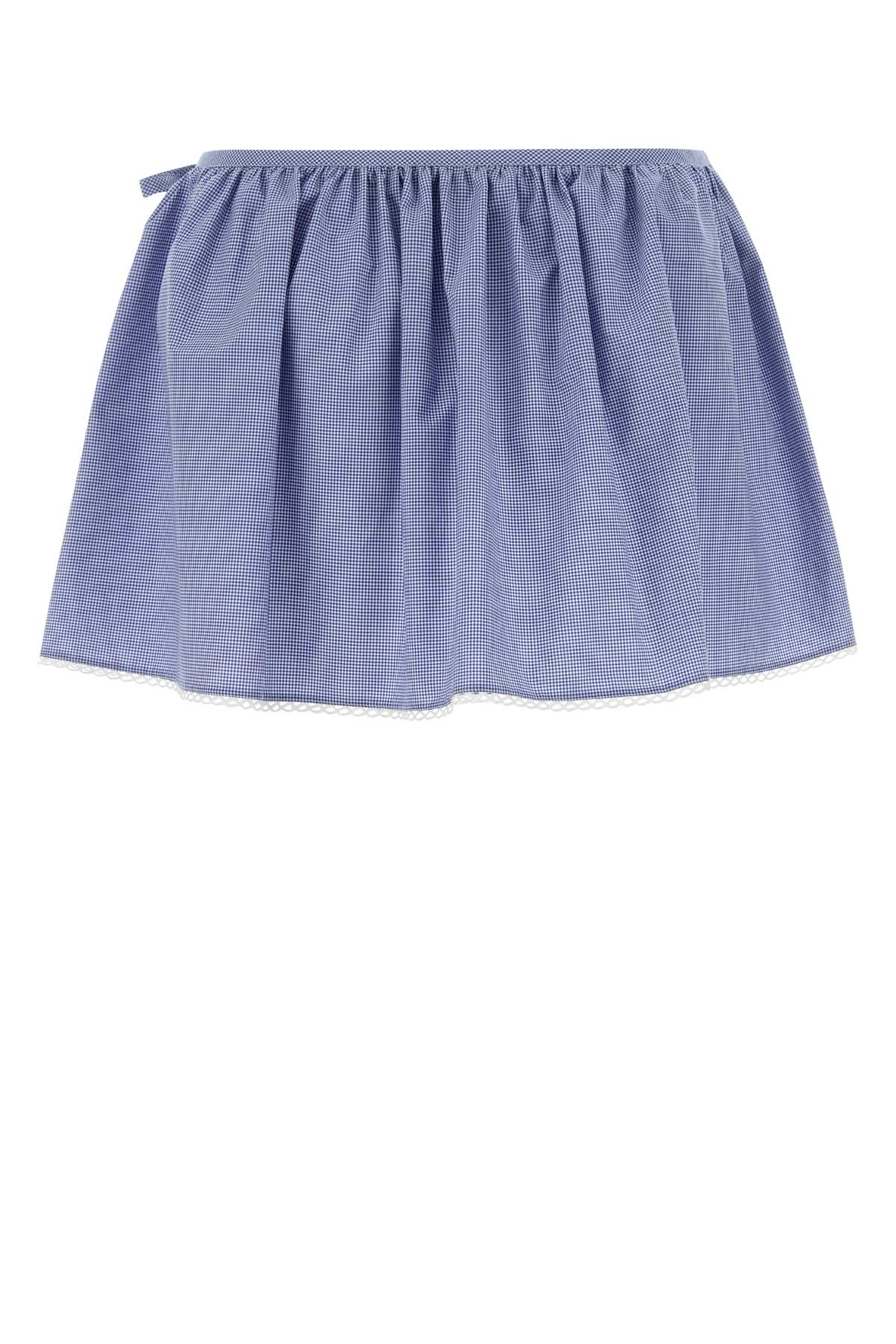 Embroidered Cotton Mini Skirt Biancoazzurro Exterior: Gonne