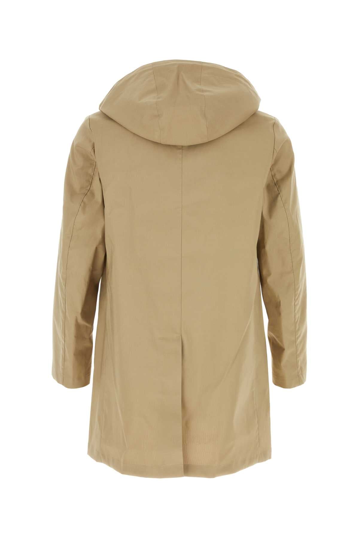 Beige Cotton Cambridge Raincoat Fawn Exterior: Giubbini