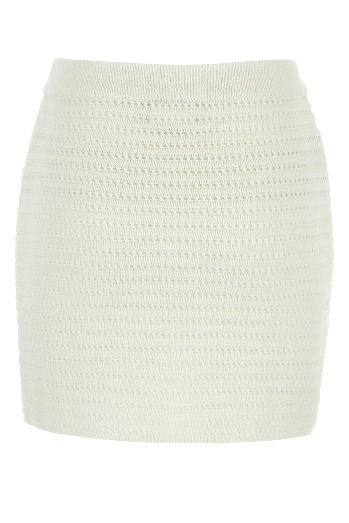 White Crochet Mini Skirt Exterior: Organic Linen Gonne