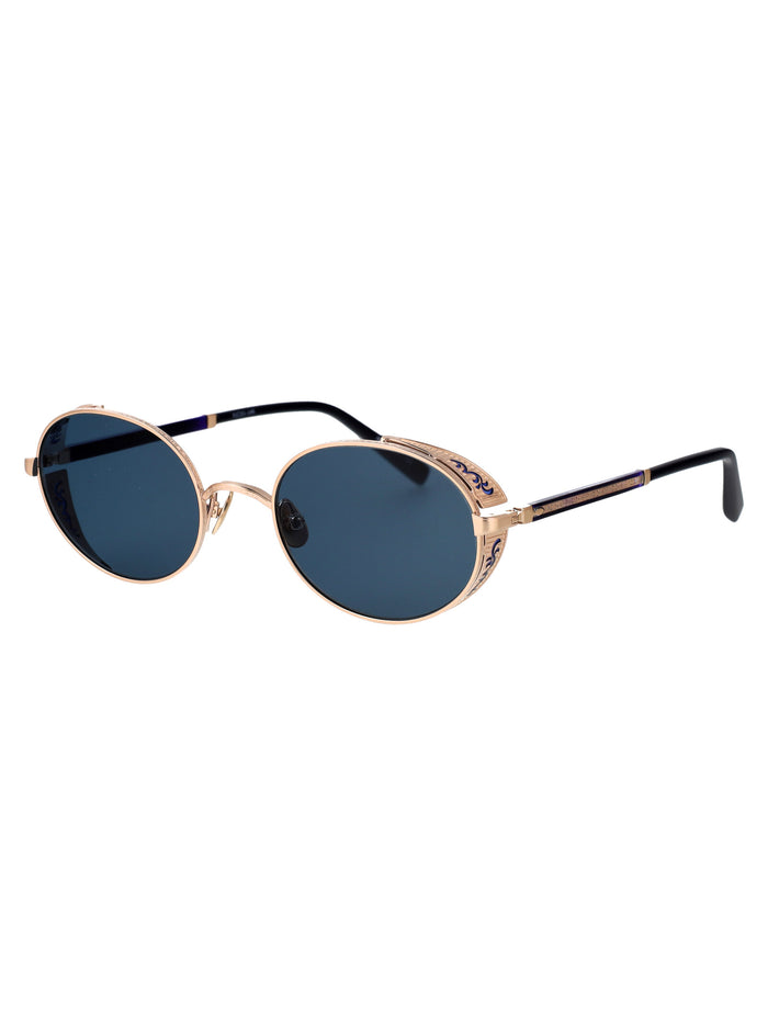 M3137 Bg-Nvy Brushed Gold - Navy Cobalt Blue Metal Sunglasses