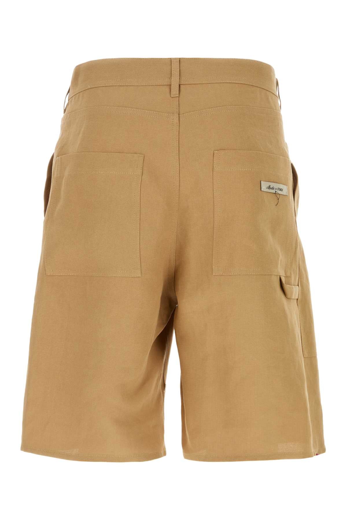 Camel Paper Bermuda Shorts Beige Exterior