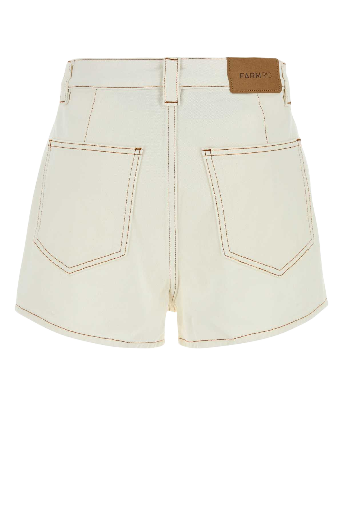 White Denim Shorts Offwhite Exterior: Cotton