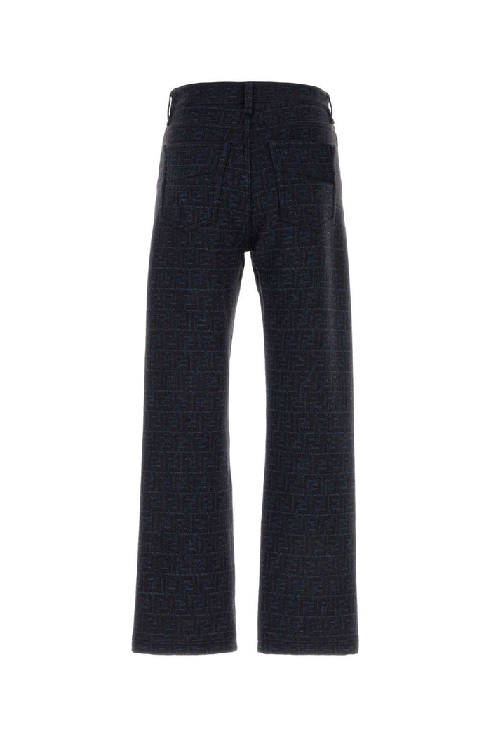 Embroidered Cotton Blend Pant Indaco+caffe Pantaloni
