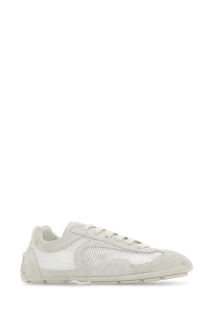 White Suede And Mesh Montecarlo Sneakers Bianco