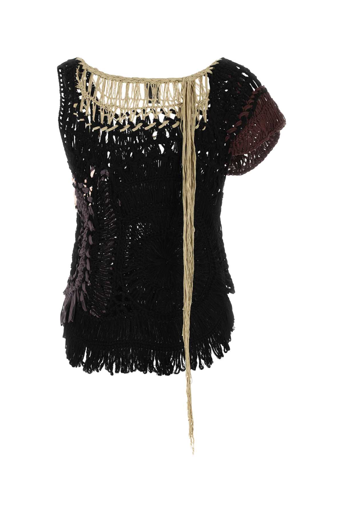 Black Crochet Top Exterior: Cotton Maglie