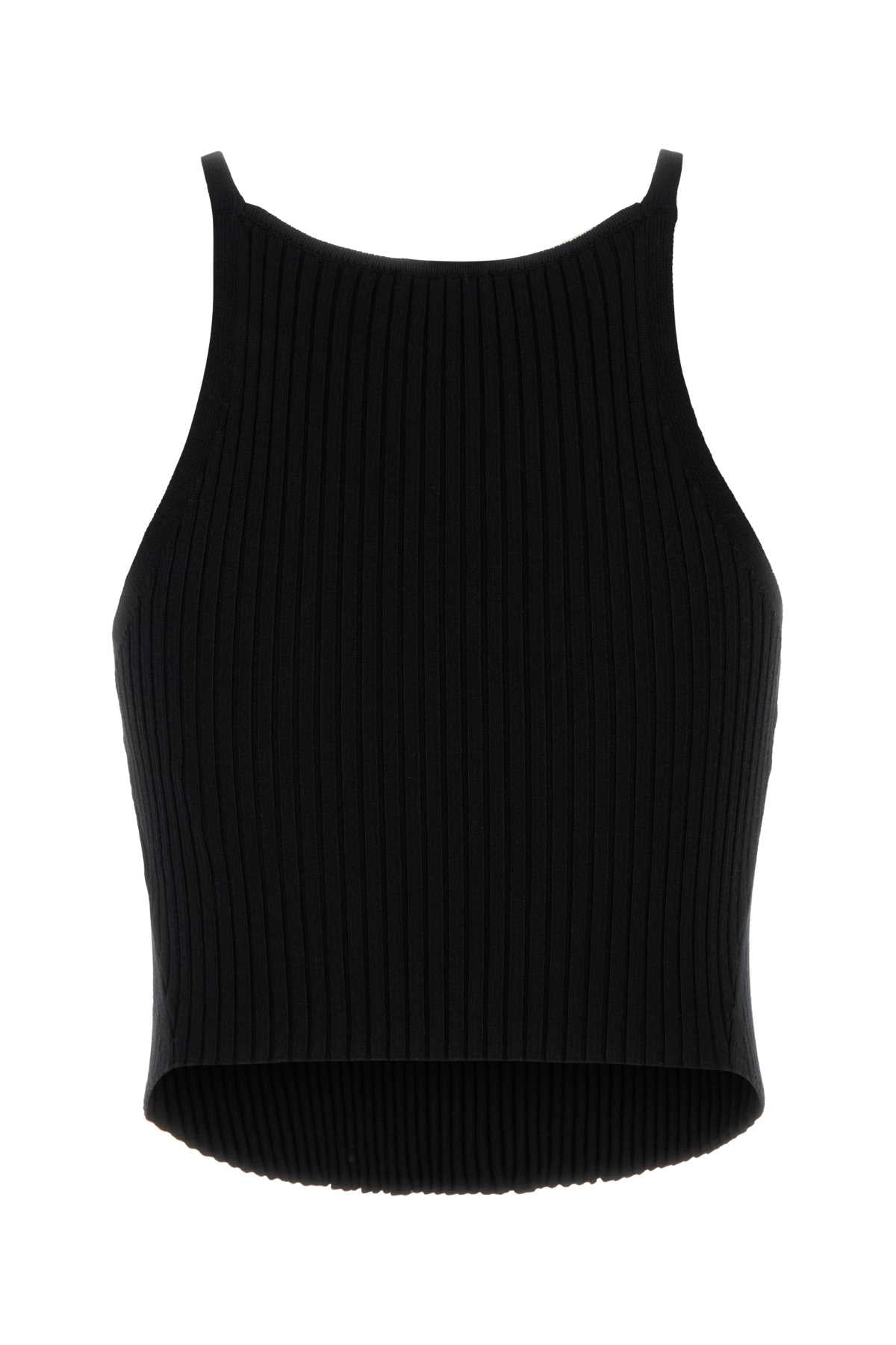 Black Viscose Blend Tank Top Exterior: Polyester Maglie