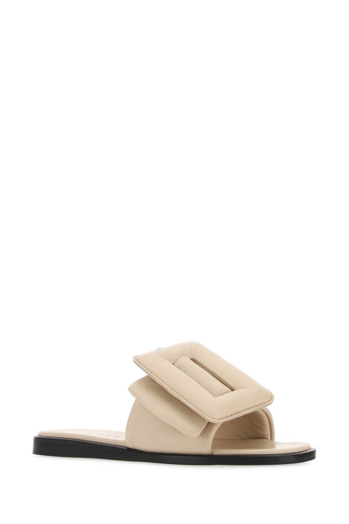Sand Leather Puffy Slippers Ivory