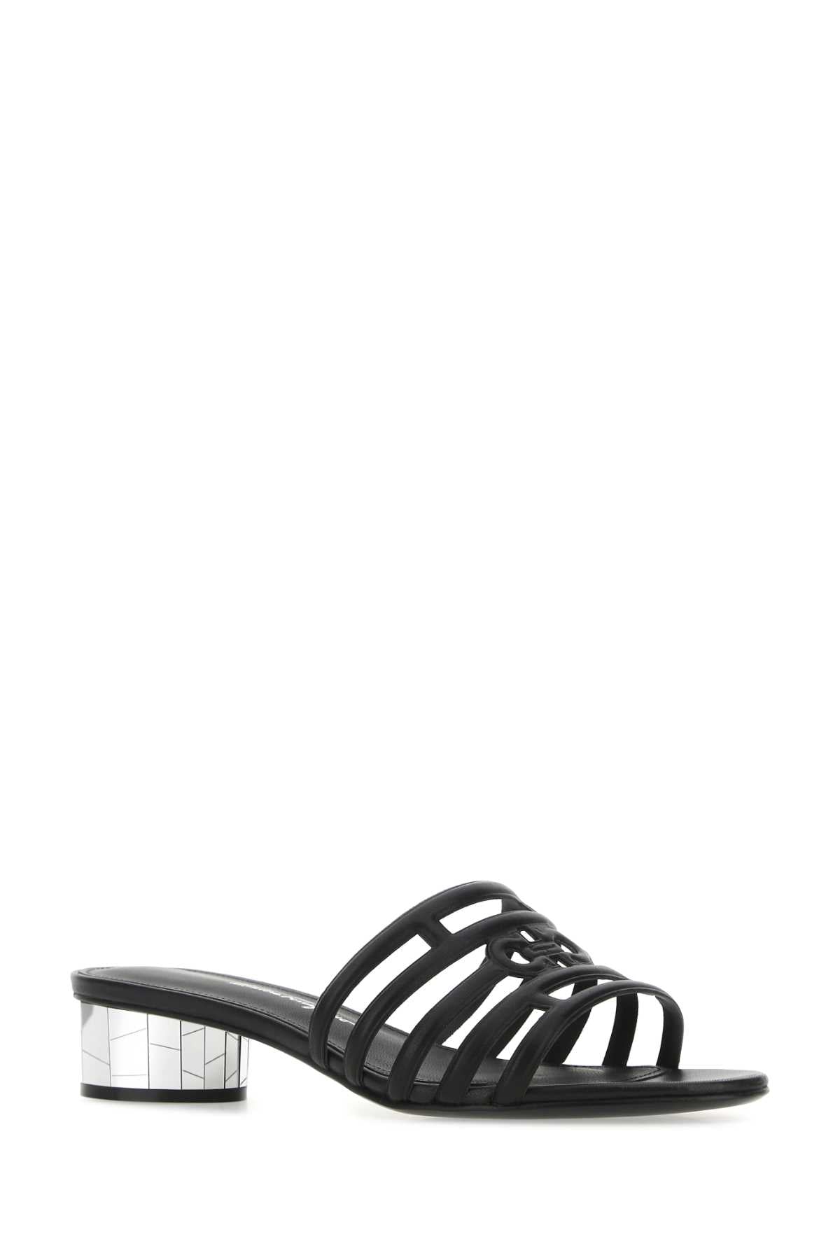 Black Nappa Leather Finn Mules 001 Sandali