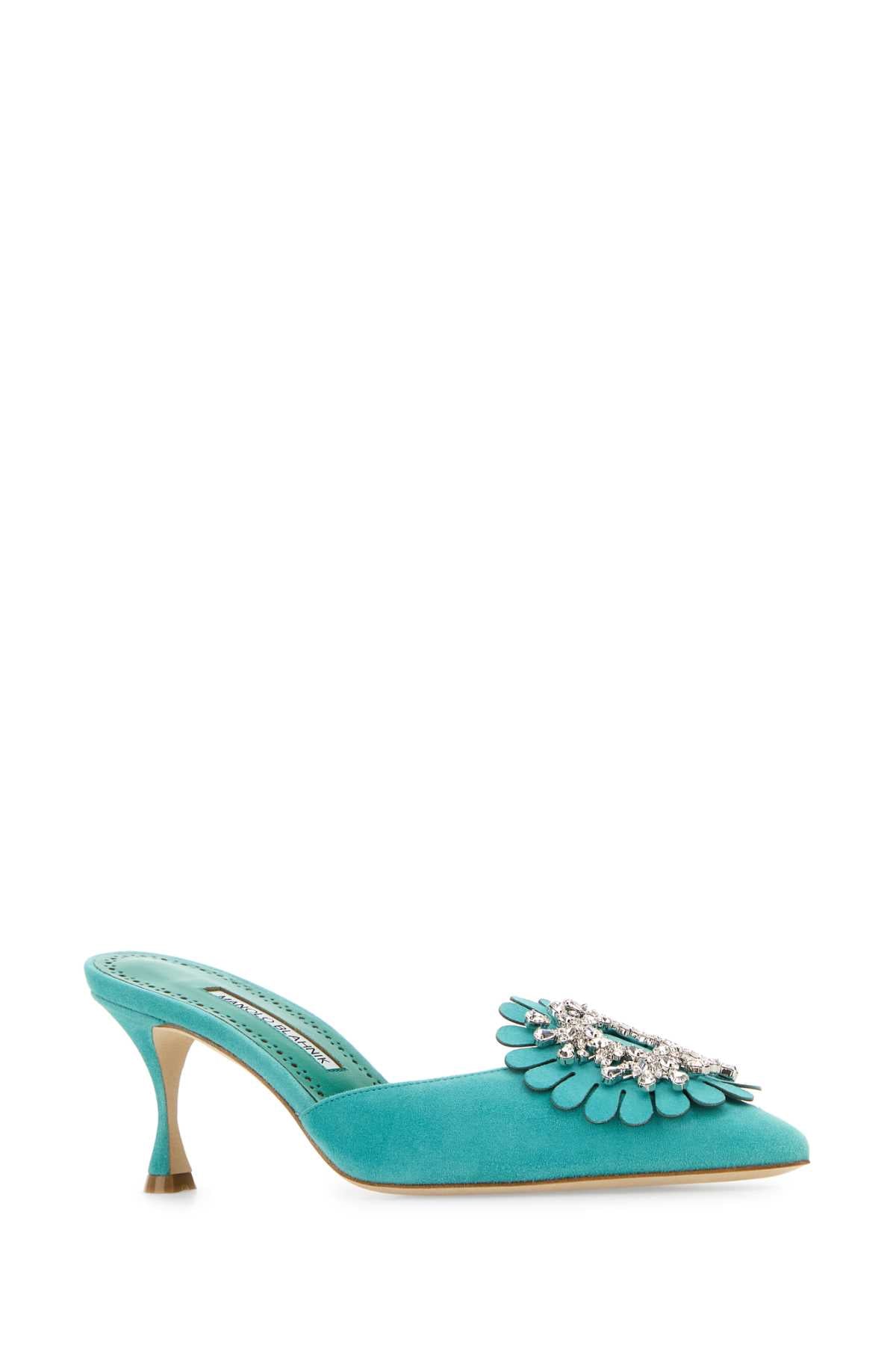 Turquoise Suede Shogmu Mules Turq Scarpe Con Tacco