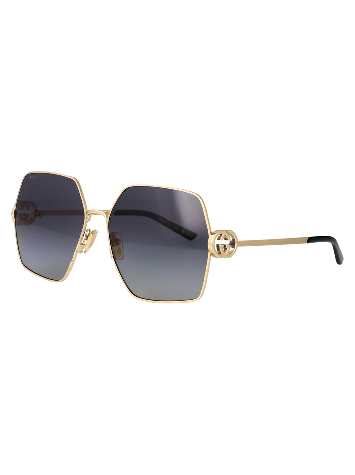 Gg2163s Gold-gold-grey Metal Sunglasses