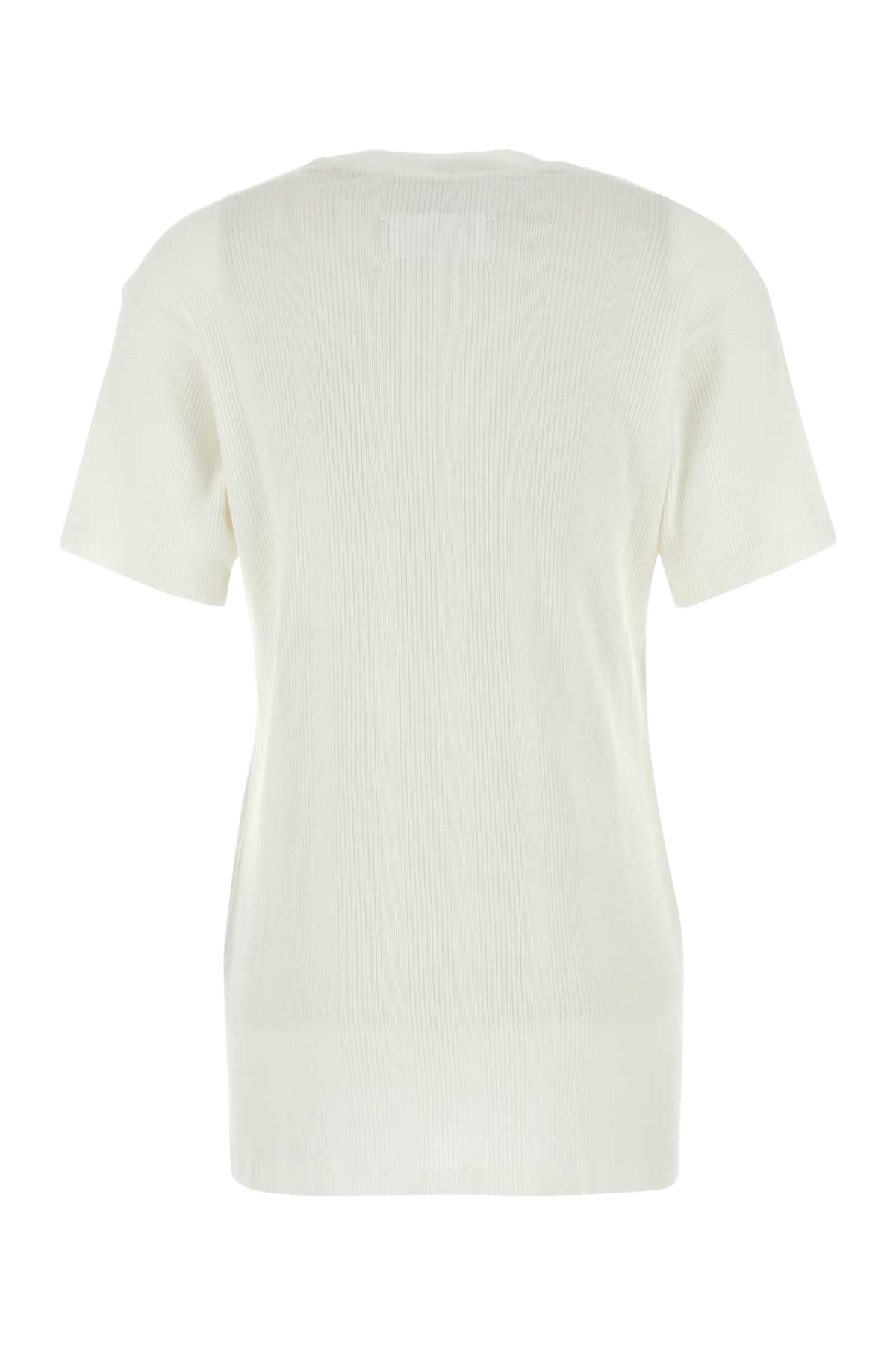 White Cotton Blend T-Shirt Offwhite Exterior: Lyocell