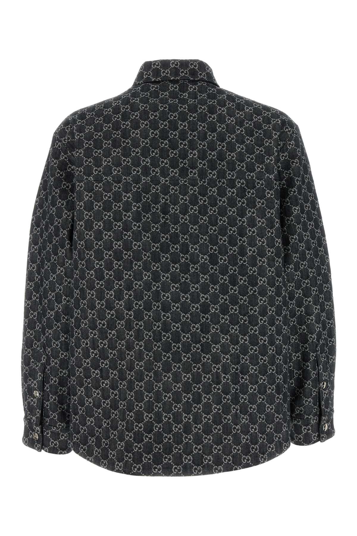 Embrodiered Denim Reversible Shirt Greynavy Camicie