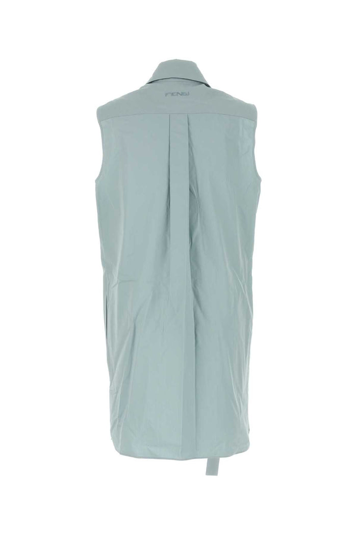 Powder Blue Cotton Dress Paleblue Exterior: Abiti