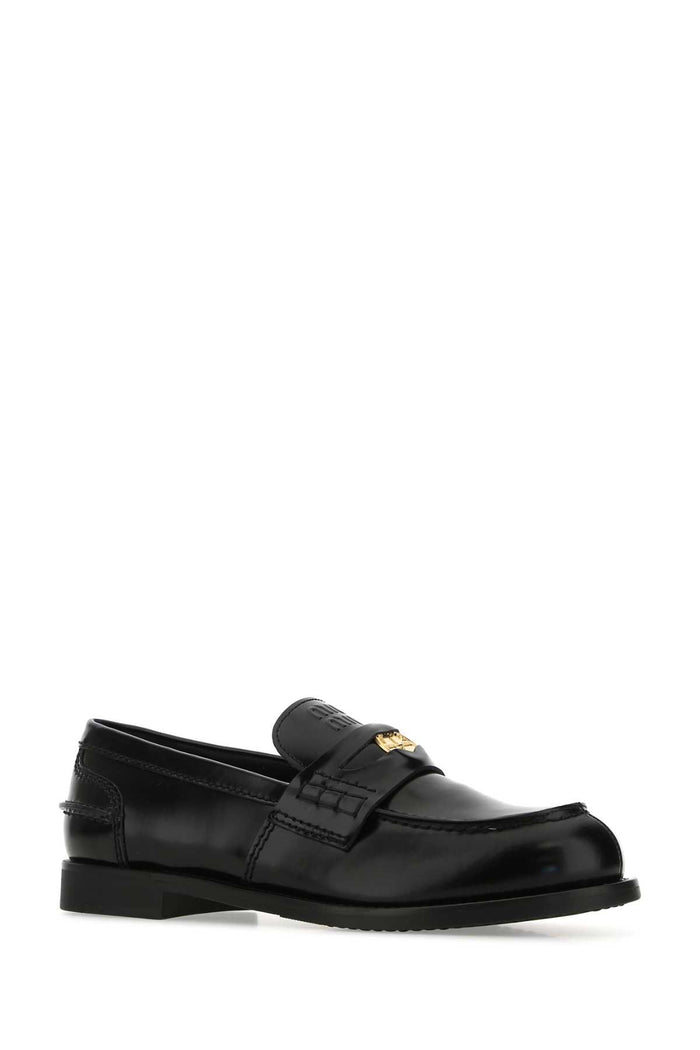 Black Leather Loafers F0002 Calfleather Mocassini