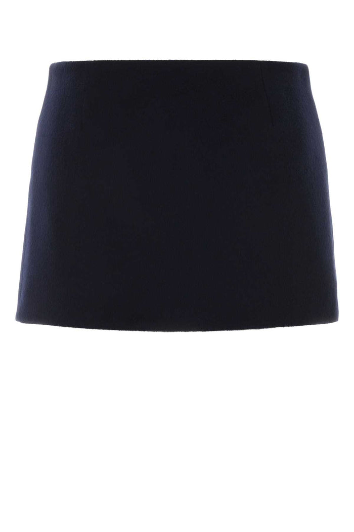 Midnight Blue Wool Blend Reversible Mini Skirt Blugrigio Gonne