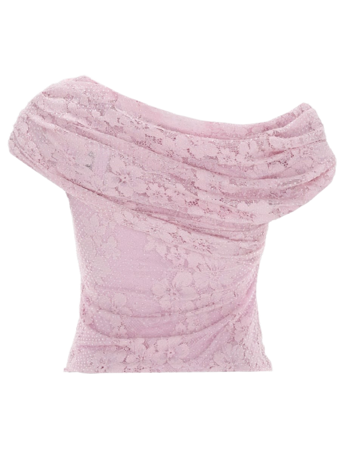 Lace Top Pink Polyamide Elastane Tops