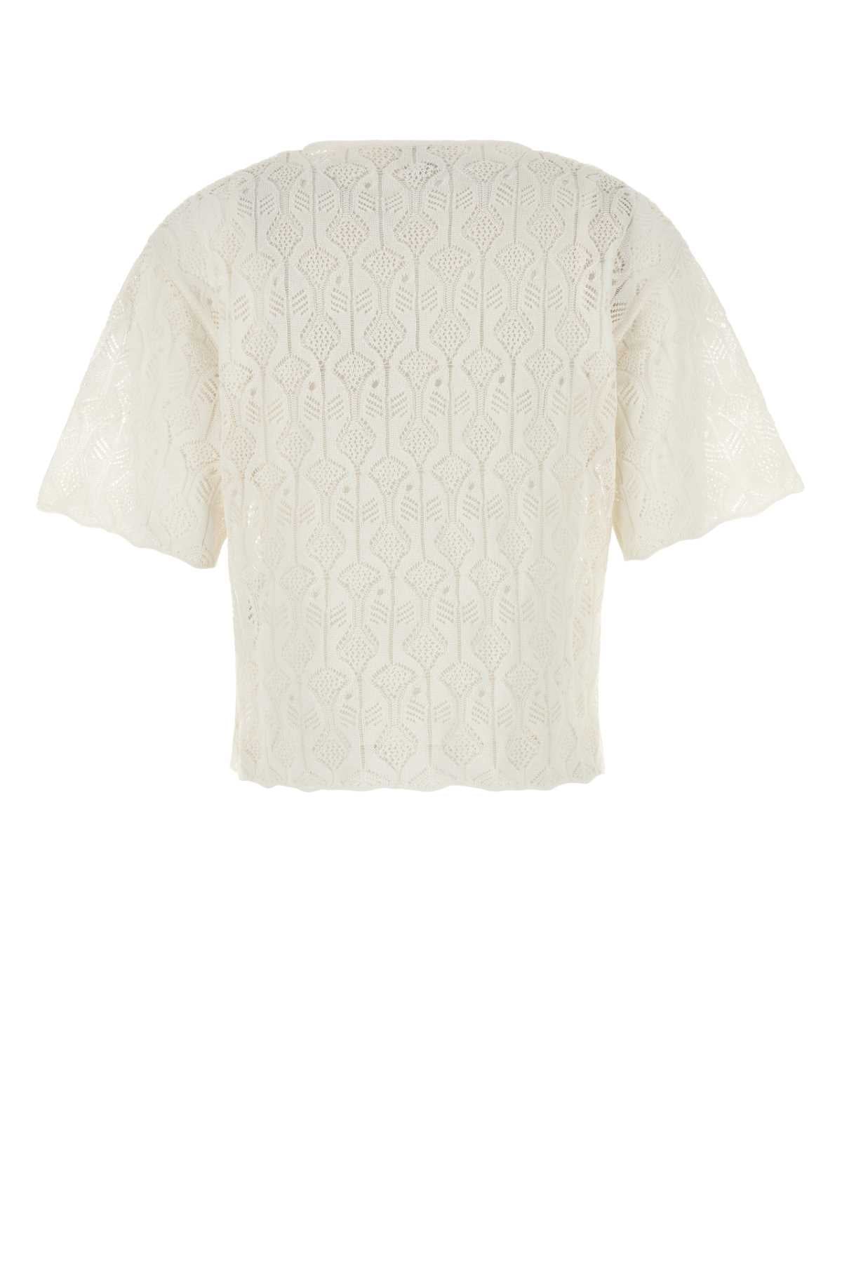 White Lace Fish Top Chalk Maglie