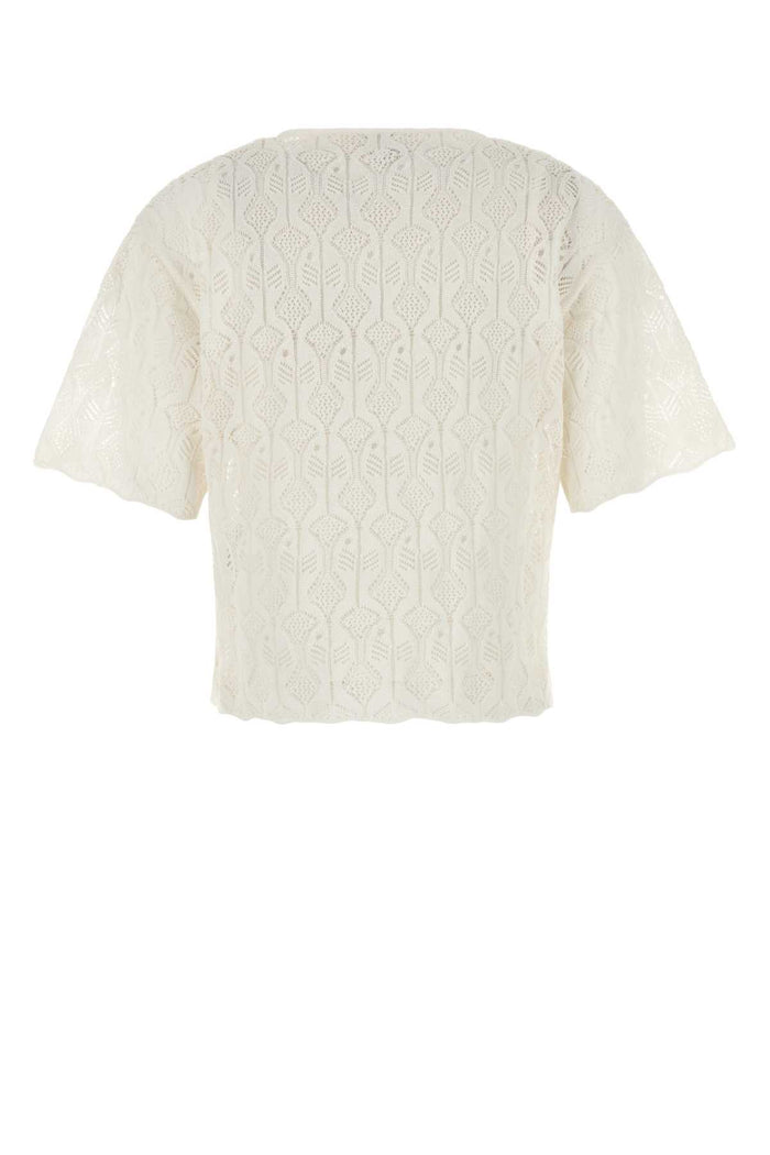White Lace Fish Top Chalk Maglie