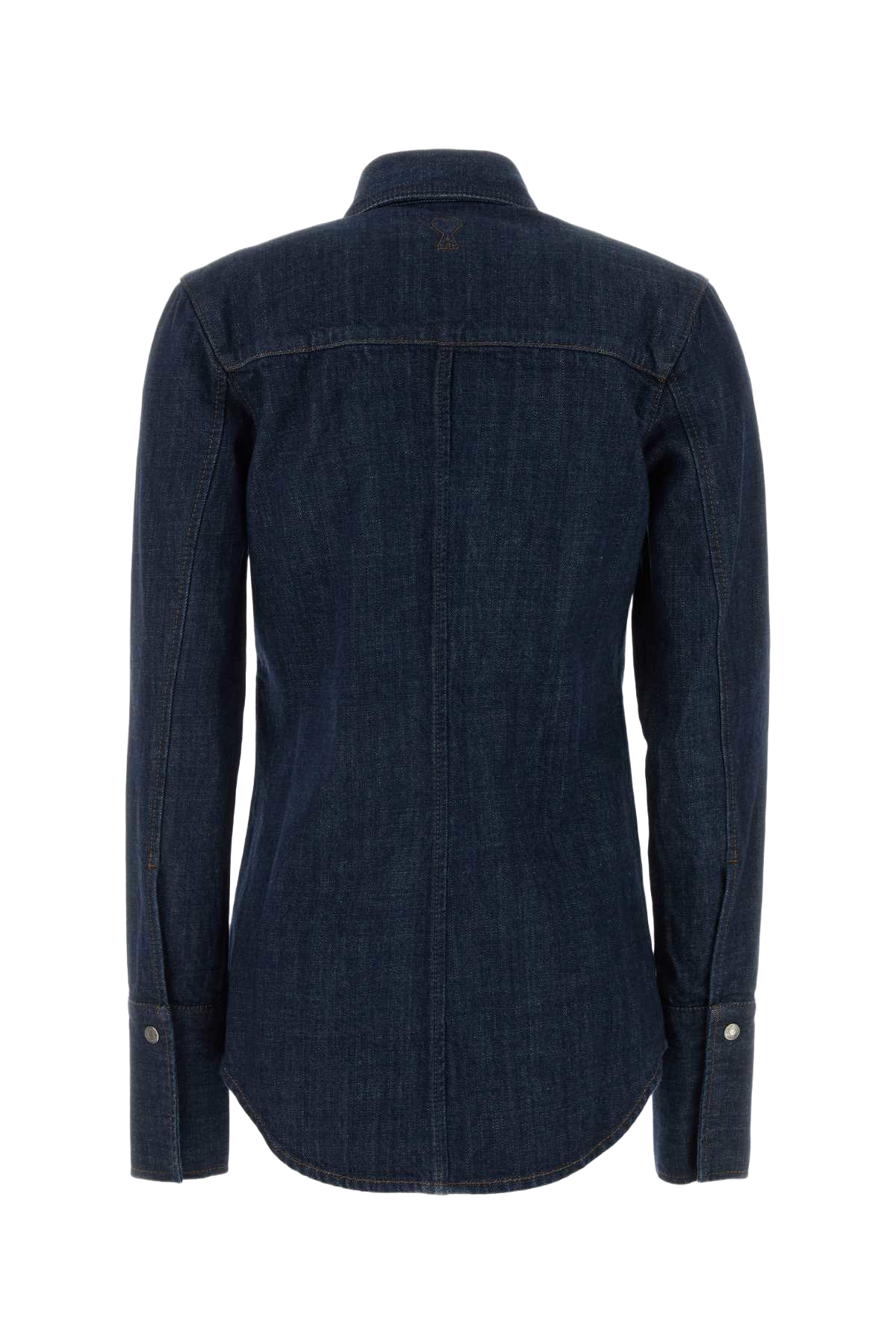 Blue Denim Shirt Indigo Exterior: Cotton Camicie