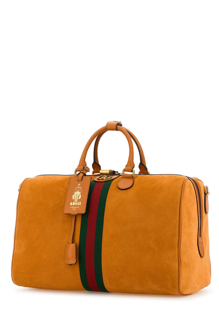 Orange Suede Medium Gucci Savoy Travel Bag Brown Borse Da Viaggio