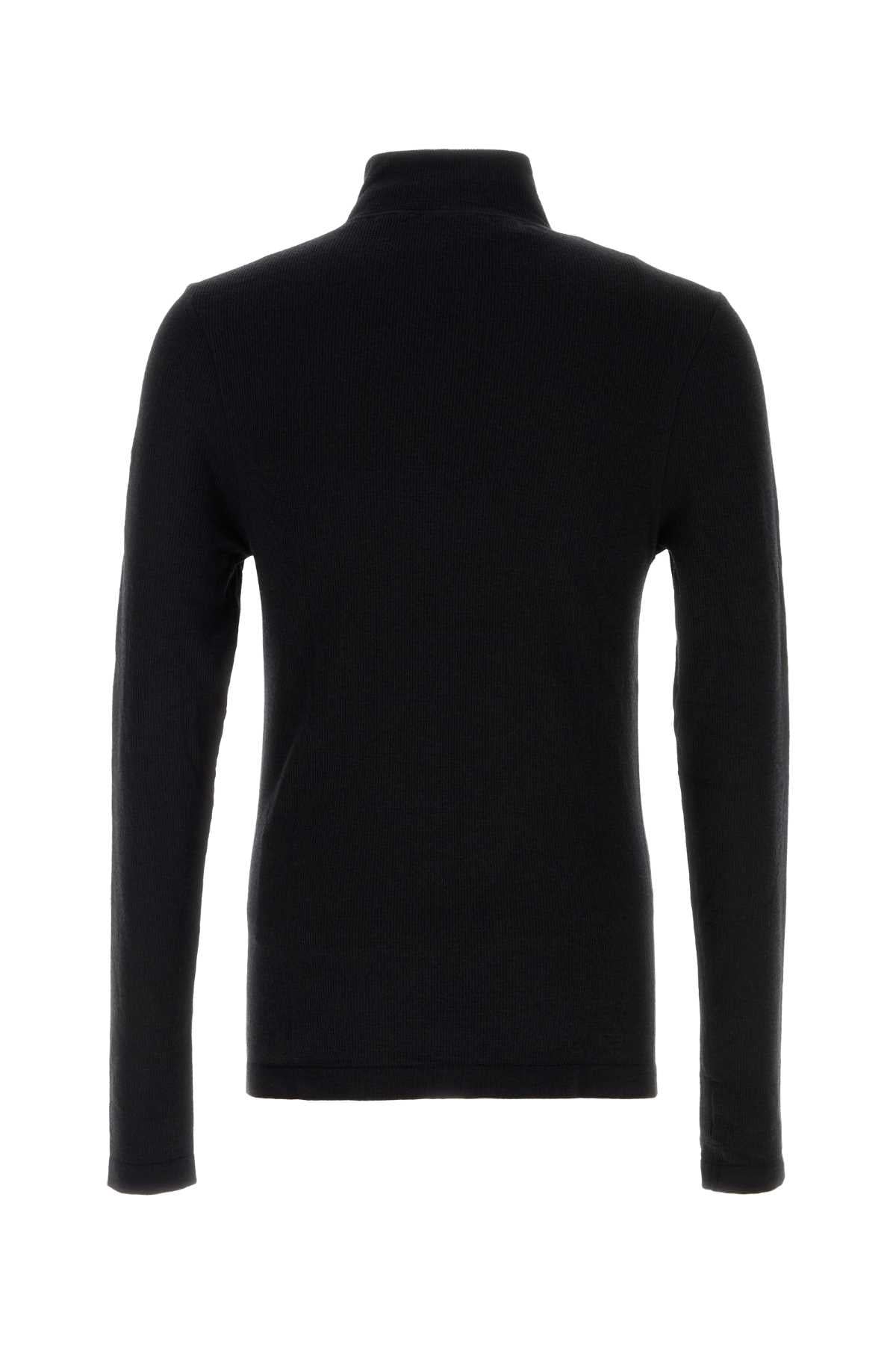 Black Stretch Wool Blend T-Shirt Exterior: Nylon Elastane Maglieria