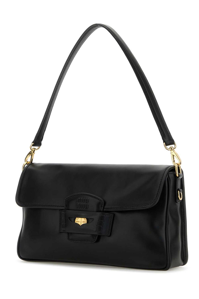 Black Leather Penny Shoulder Bag Nero Borse A Mano