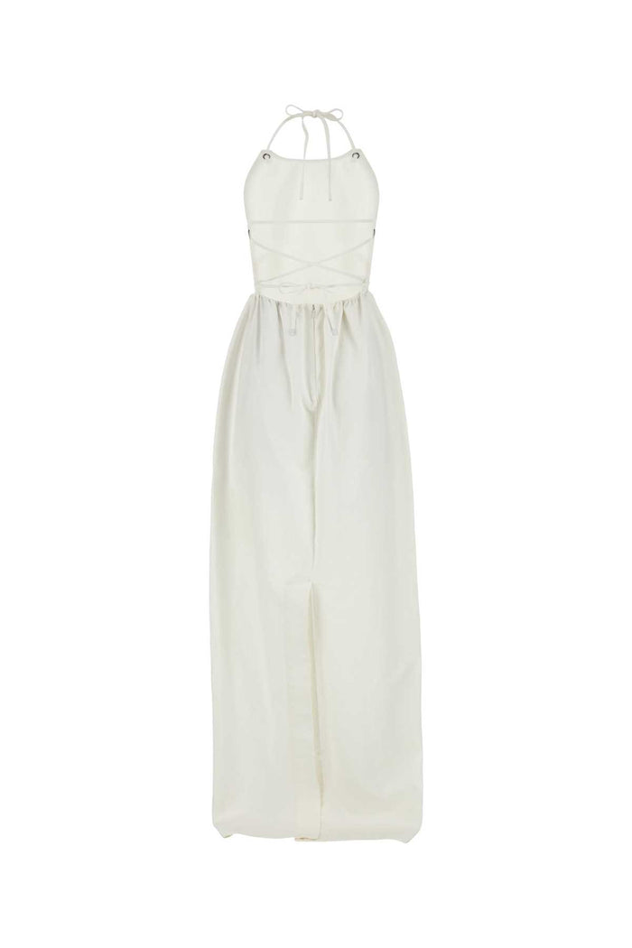 White Denim Europa Dress Bianco Exterior: Cotton Abiti