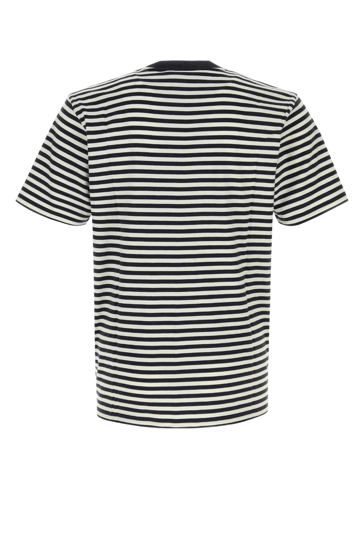 Embroidered Cotton S-S Ezra Pocket T-Shirt Ezrastripeblackwax Exterior