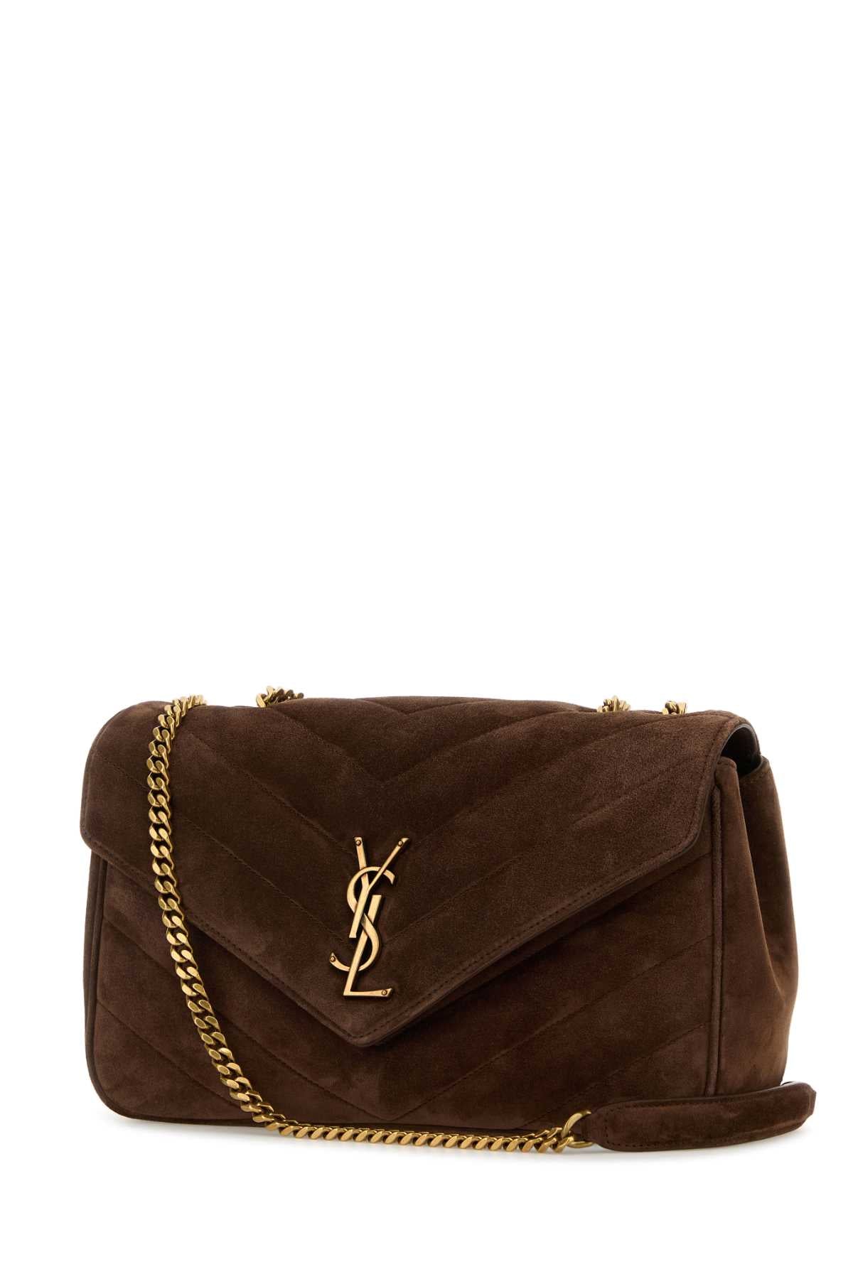 Brown Suede Medium Loulou Shoulder Bag Barkbrown Borse A Tracolla