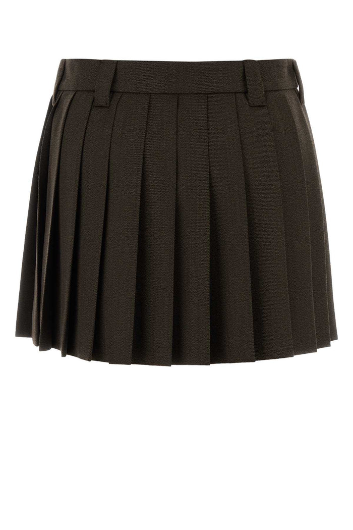 Chocolate Wool Mini Skirt Cacao Exterior: Virgin Gonne