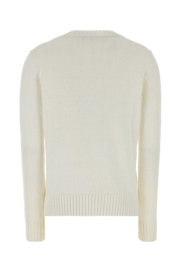 White Linen Blend Sweater 001 Exterior: Cotton Maglieria
