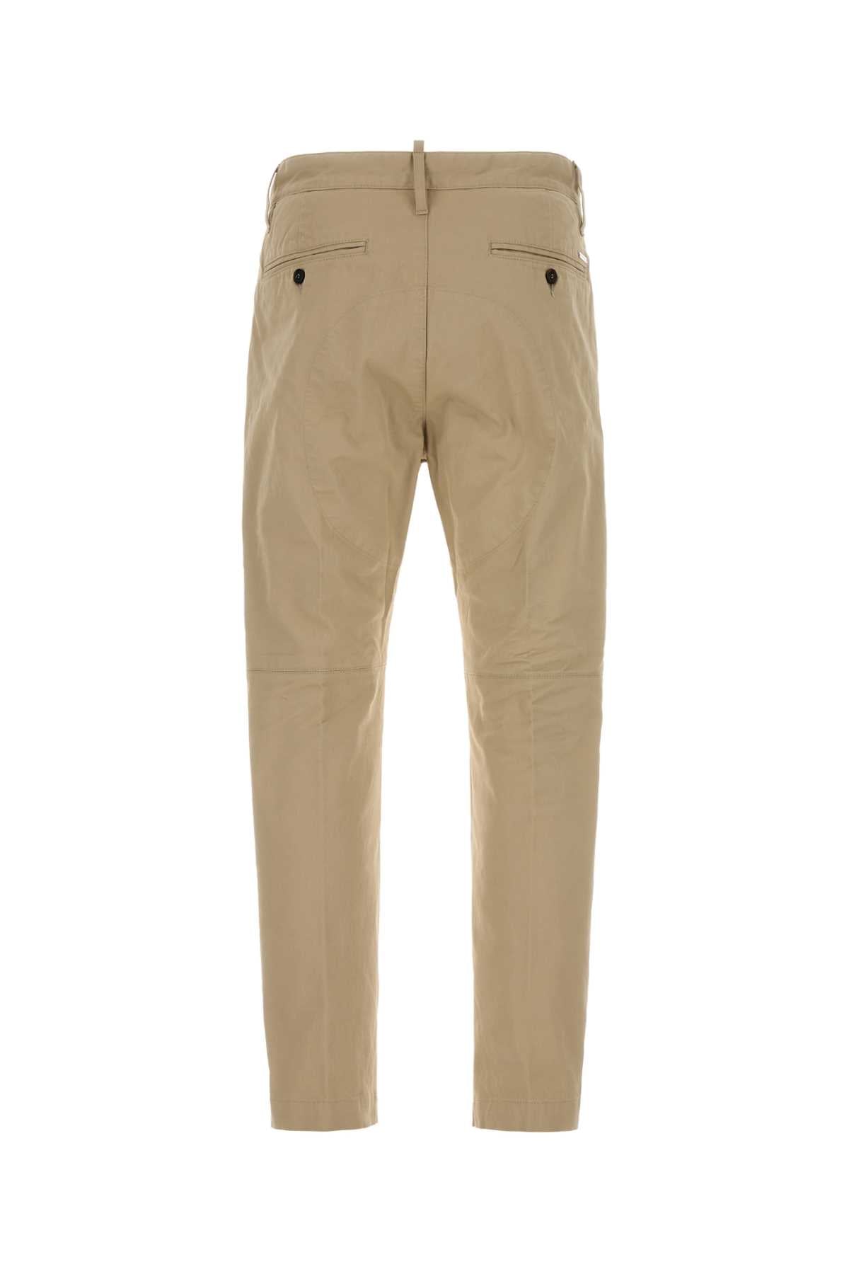 Beige Stretch Cotton Chino Pant Exterior: Elastane Pantaloni