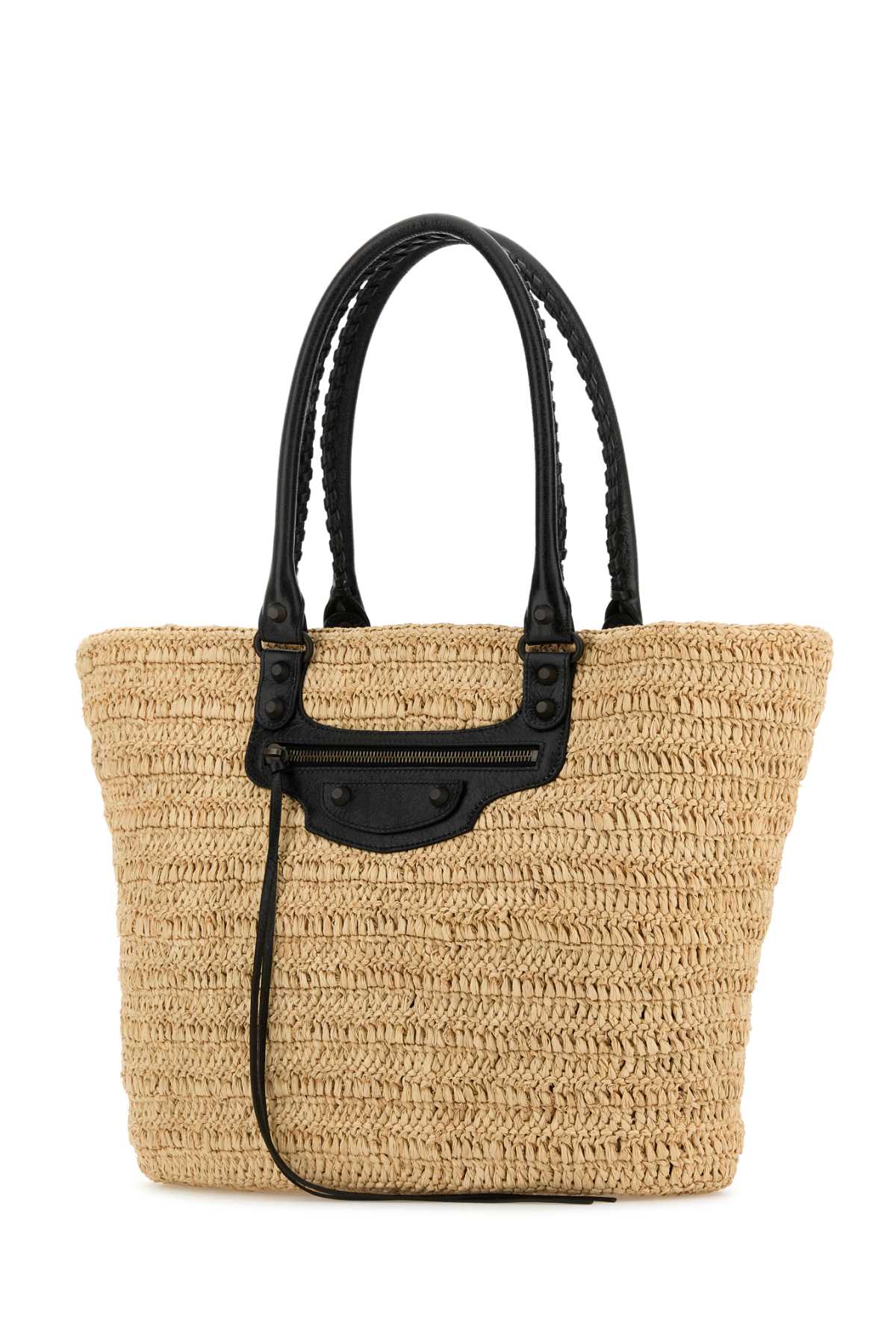 Raffia Medium Le City Shopping Bag Natural/black Borse A Mano