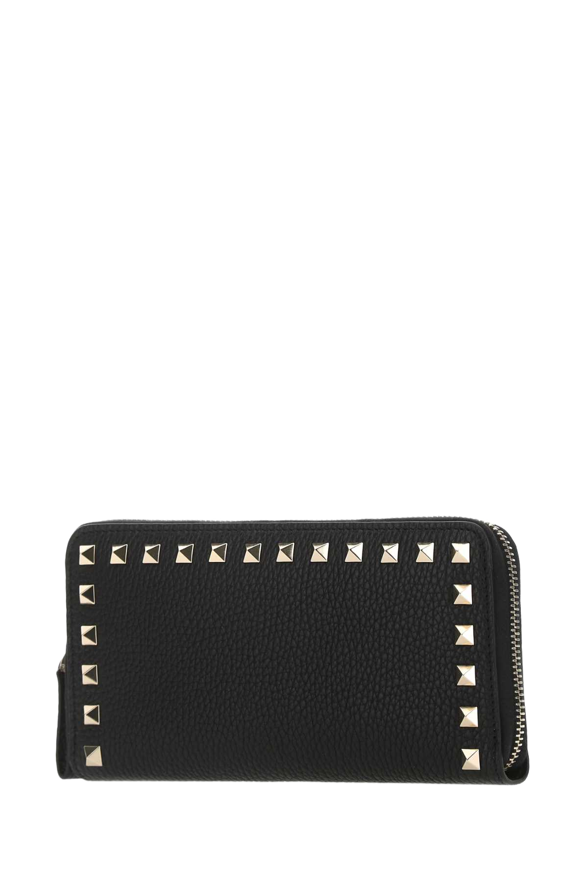 Black Leather Rockstud Wallet Nero Portafogli