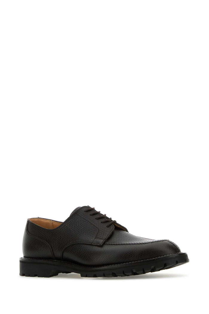 Dark Brown Leather Denver Lace-Up Shoes Hatch Grain Scarpe Stringate