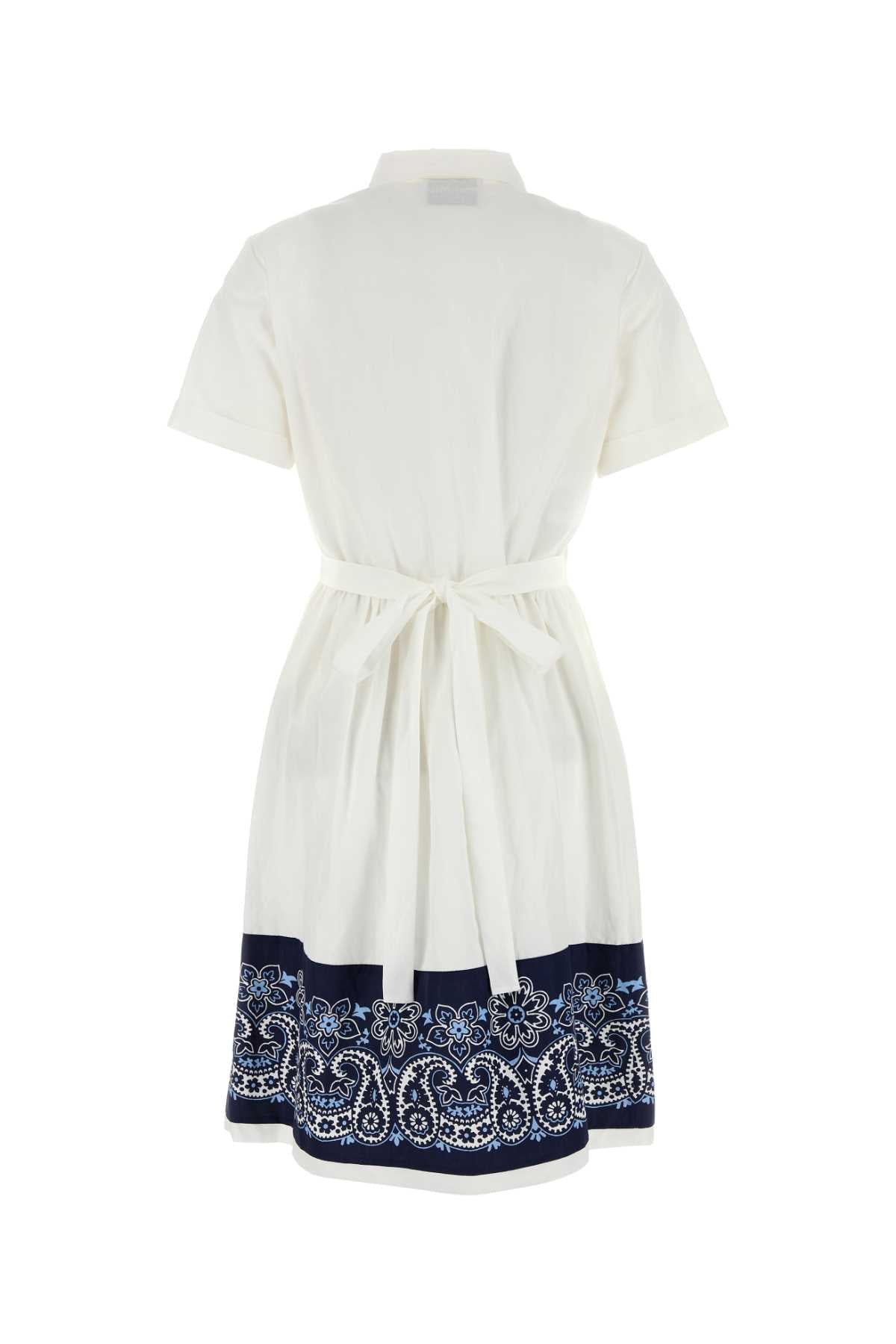 White Cotton Blend Shirt Dress Biancoblu Coli-trochusniloticus Abiti
