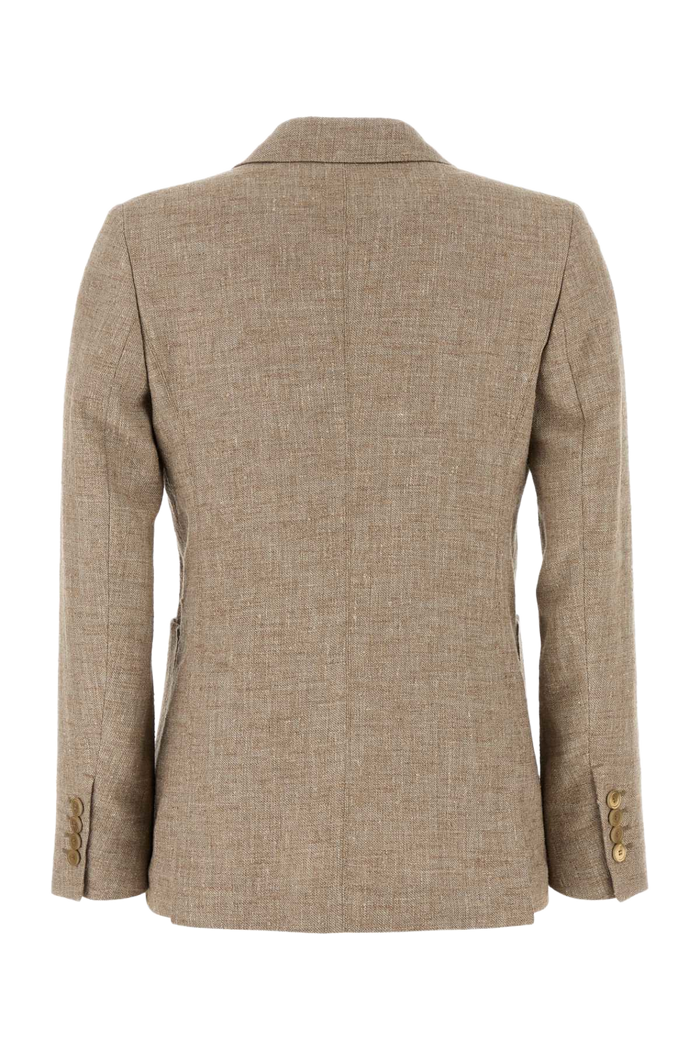 Cappuccino Linen Blend Targa Blazer Cammello Giacche E Gilet