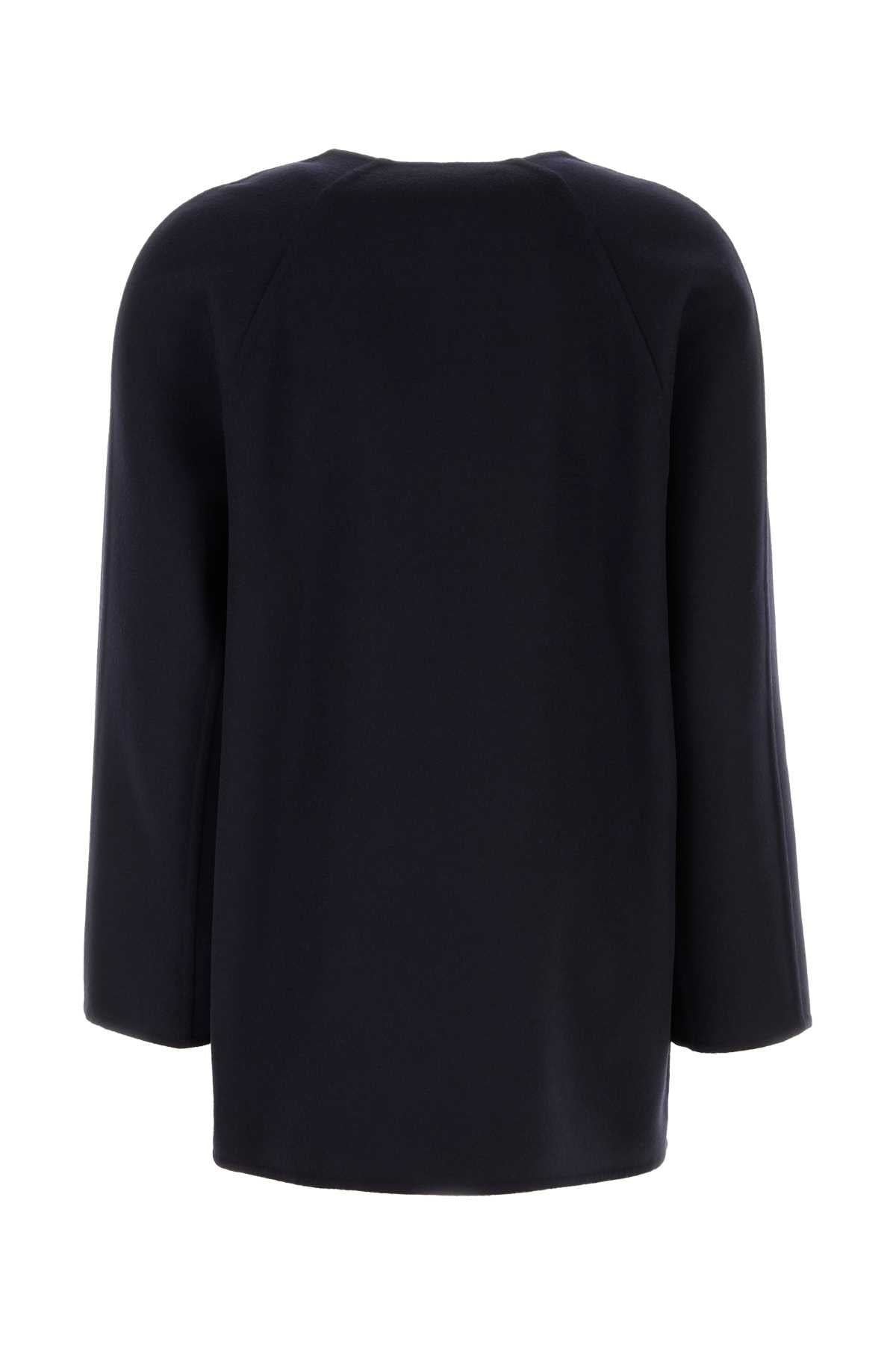 Black Wool Blend Cardigan Navy Exterior: Cashmere Maglieria
