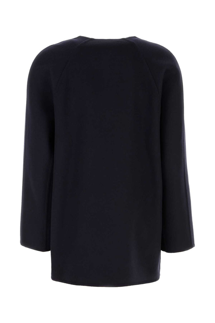 Black Wool Blend Cardigan Navy Exterior: Cashmere Maglieria