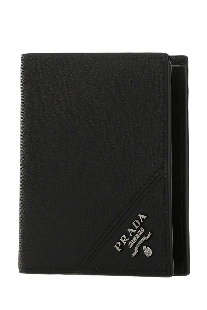 Black Leather Wallet F0002 Vitello Portafogli