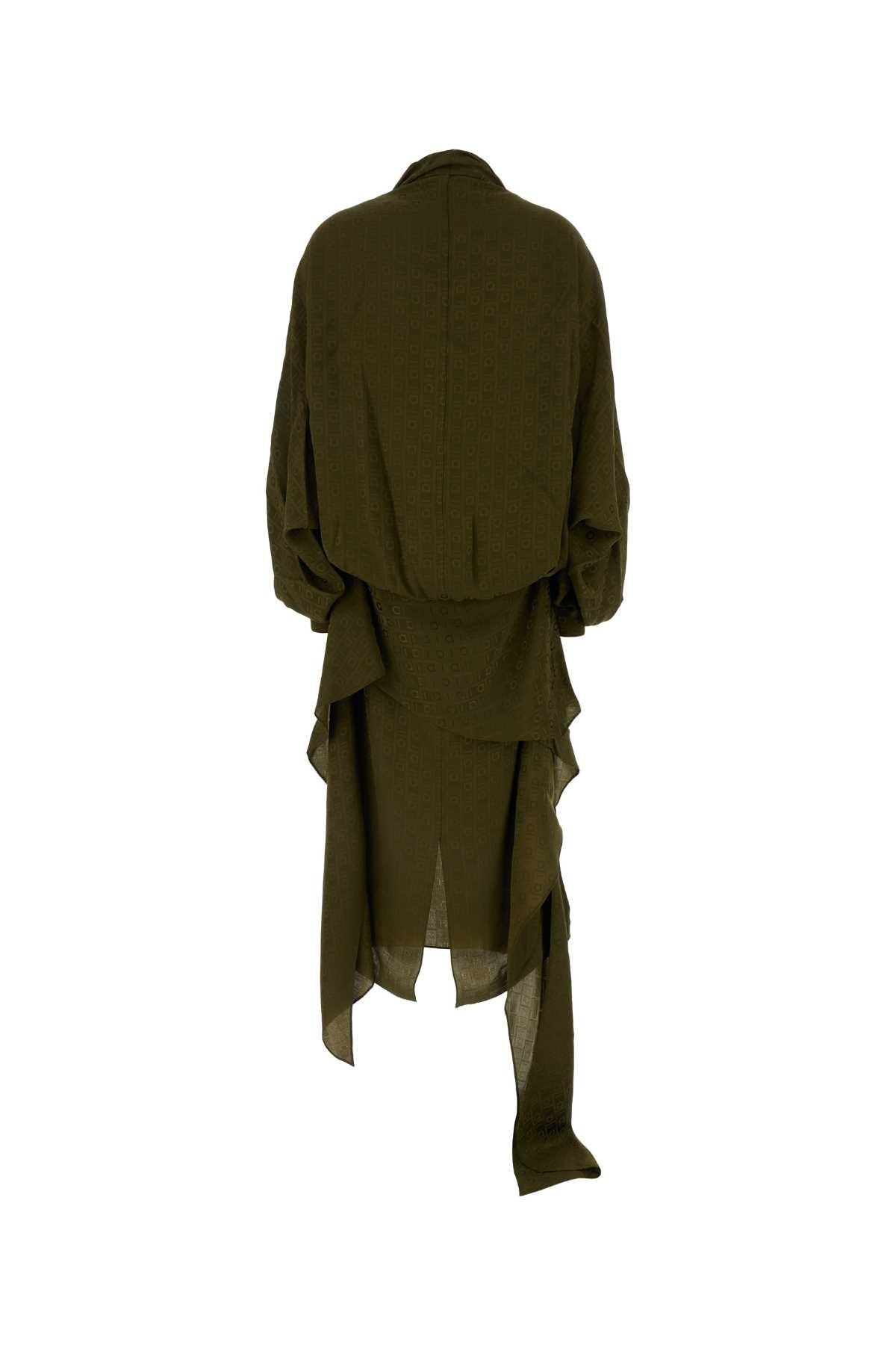 Olive Green Silk Dress Exterior: Abiti